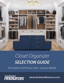 Cover of the Closet Organizers Selection Guide by Hardware Resources.