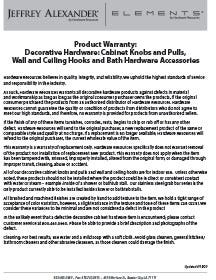 Product Warranty: Decorative Hardware