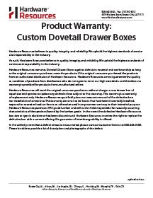 Product Warranty: Custom Dovetail Drawer Boxes