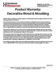 Product Warranty: Decorative Wood & Moulding