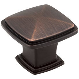 1-3/16" Overall Length Brushed Oil Rubbed Bronze Square Milan 1 Cabinet Knob