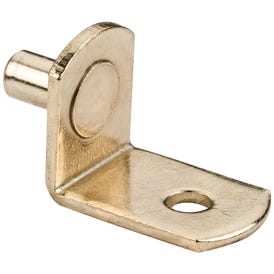 Polished Brass 5 mm Pin Angled Shelf Support with 3/4" Arm and 1/8" Hole - Priced and Sold by the Thousand. Order 1 for 1,000 Pieces