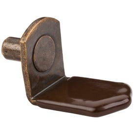 Antique Brass 5 mm Pin Angled Shelf Support with 3/4" Arm and Brown Sleeve - Priced and Sold by the Thousand. Order 1 for 1,000 Pieces