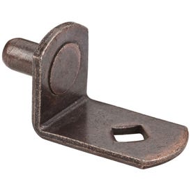 Antique Copper 5 mm Pin Angled Shelf Support with 3/4" Arm and Diamond Hole - Priced and Sold by the Thousand