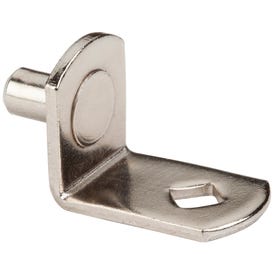 Bright Nickel 5 mm Pin Angled Shelf Support with 3/4" Arm and Diamond Hole -Priced and Sold by the Thousand