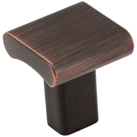 1" Overall Length Brushed Oil Rubbed Bronze Square Park Cabinet Knob