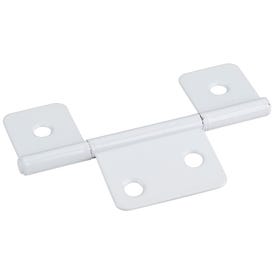 White 3-1/2" Three Leaf Fixed Pin Swaged Non-Mortise Hinge