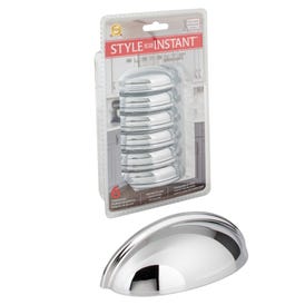 3" Center-to-Center Polished Chrome Florence Retail Packaged Cabinet Cup Pull