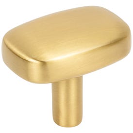 1-1/2" Rounded Rectangle Overall Length Brushed Gold Loxley Cabinet Knob