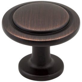 1-1/4" Diameter Brushed Oil Rubbed Bronze Round Button Gatsby Cabinet Knob