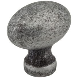 1-3/16" Overall Length Distressed Antique Silver Football Bordeaux Cabinet Knob
