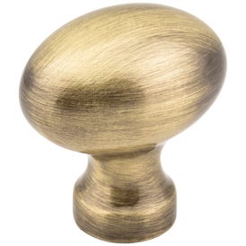 1-3/16" Overall Length Brushed Antique Brass Football Bordeaux Cabinet Knob