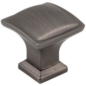 1-1/4" Overall Length Brushed Pewter Square Annadale Cabinet Knob