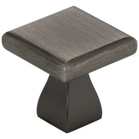 1" Overall Length Brushed Pewter Square Hadly Cabinet Knob