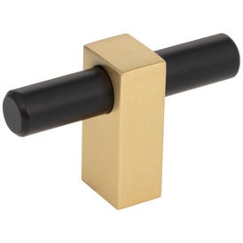 2-3/8" Overall Length Matte Black with Brushed Gold Larkin "T" Knob
