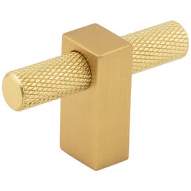 2-3/8" Overall Length Brushed Gold Larkin Knurled "T" Knob