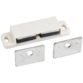 15 lb. White Double Magnetic Catch with Zinc Strike and Screws