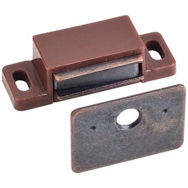 8 lb. Brown Single Magnetic Catch with Bronze Strike and Screws