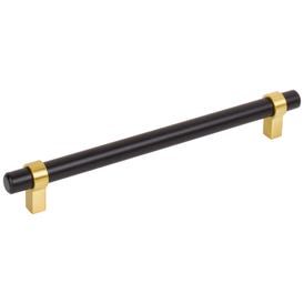 192 mm Center-to-Center Matte Black with Brushed Gold Key Grande Cabinet Bar Pull