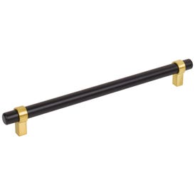 224 mm Center-to-Center Matte Black with Brushed Gold Key Grande Cabinet Bar Pull