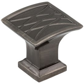 1-1/4" Overall Length Brushed Black Nickel Square Geometric Pattern Aberdeen Cabinet Knob