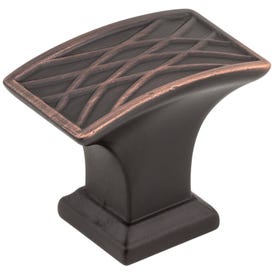 1-1/2" Overall Length Brushed Oil Rubbed Bronze Rectangle Geometric Pattern Aberdeen Cabinet Knob