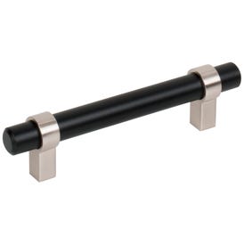 96 mm Center-to-Center Matte Black with Satin Nickel Key Grande Cabinet Bar Pull