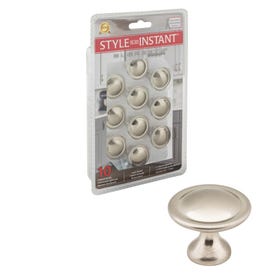 1-1/8" Diameter Satin Nickel Button Watervale Retail Packaged Cabinet Mushroom Knob