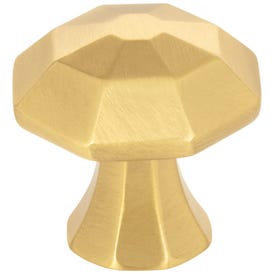 1-1/4" Overall Length Brushed Gold Octagonal Wheeler Cabinet Knob