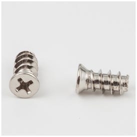 6.3 mm x 13 mm Nickel Plated Phillips Drive 7.5 mm Flat Head Euro Screw Sold by the Box. Order 3 for a Box of 3,000 Screws