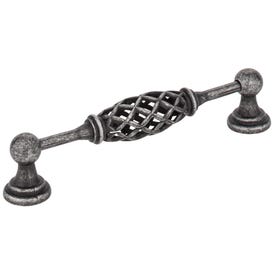 128 mm Center-to-Center Distressed Antique Silver Birdcage Tuscany Cabinet Pull