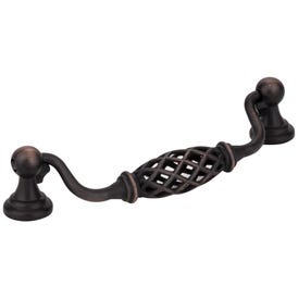 128 mm Center-to-Center Brushed Oil Rubbed Bronze Birdcage Tuscany Drop & Ring Pull