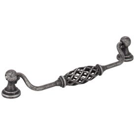 160 mm Center-to-Center Distressed Antique Silver Birdcage Tuscany Drop & Ring Pull