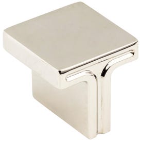 1-1/8" Overall Length Polished Nickel Square Anwick Cabinet Knob