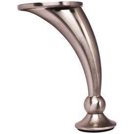 Adjustable 4-1/2" – 4-5/8" Satin Nickel Round Curved Metal Furniture Leg