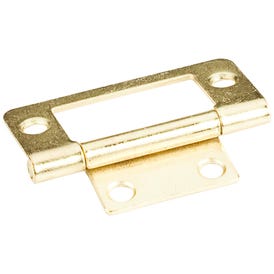 Polished Brass 2" Fixed Pin Flat Back Non-Mortise Hinge