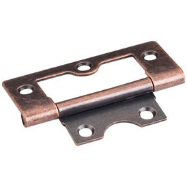 2-1/2" Antique Copper Fixed Pin Flat Back Non-mortise Hinge
