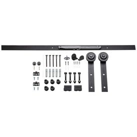 Barn Door Hardware Kit Traditional Strap with Soft-close Matte Black 6 ft Length - Retail Packaged