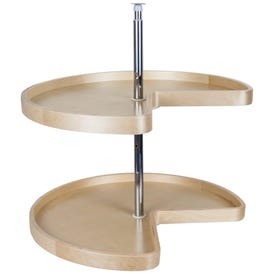 28" Kidney Two-Shelf Banded Wood Lazy Susan Set