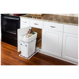 White Single Can Wire Bottom-Mount Trashcan Pullout