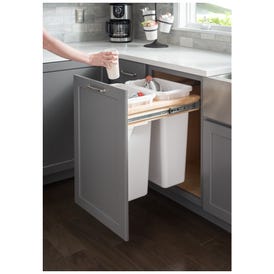 Double Grey 35 Quart Top-Mount Trashcan Pullout for 18" Opening