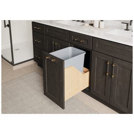 Single 35 Quart Wood Bottom-Mount Soft-close Vanity Trashcan Rollout for Hinged Doors, Includes One Can