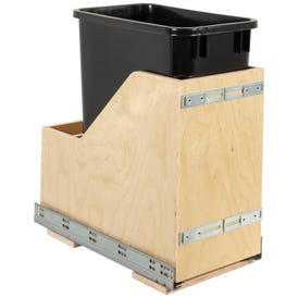 Single 35 Quart Wood Bottom-Mount Soft-close Vanity Trashcan Rollout for Door Mounting, Includes One Black Can