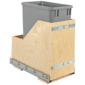Single 35 Quart Wood Bottom-Mount Soft-close Vanity Trashcan Rollout for Door Mounting, Includes One Can