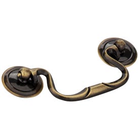 3-1/2" Center-to-Center Brushed Antique Brass Kingsport Cabinet Drop Pull