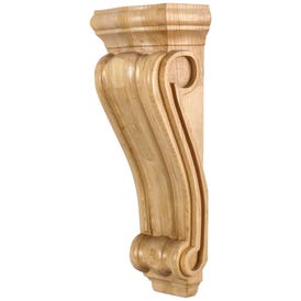 5-3/8" W x 3-1/2" D x 14" H Alder Scrolled Corbel