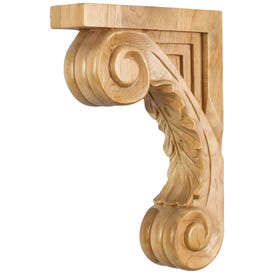 2-5/8" W x 9" D x 13-1/8" H Maple Scrolled Acanthus Corbel