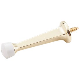 Solid Door Stop with Fixed Screw Attachment - Finish: Polished Brass