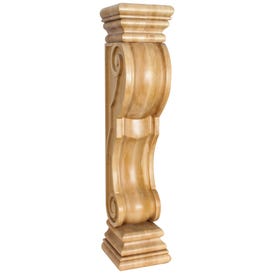 8" W x 8" D x 36" H Alder Rounded Scroll Fireplace Corbel