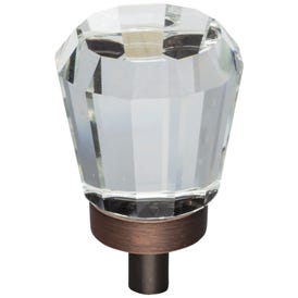 1" Overall Length Brushed Oil Rubbed Bronze Faceted Glass Harlow Cabinet Knob